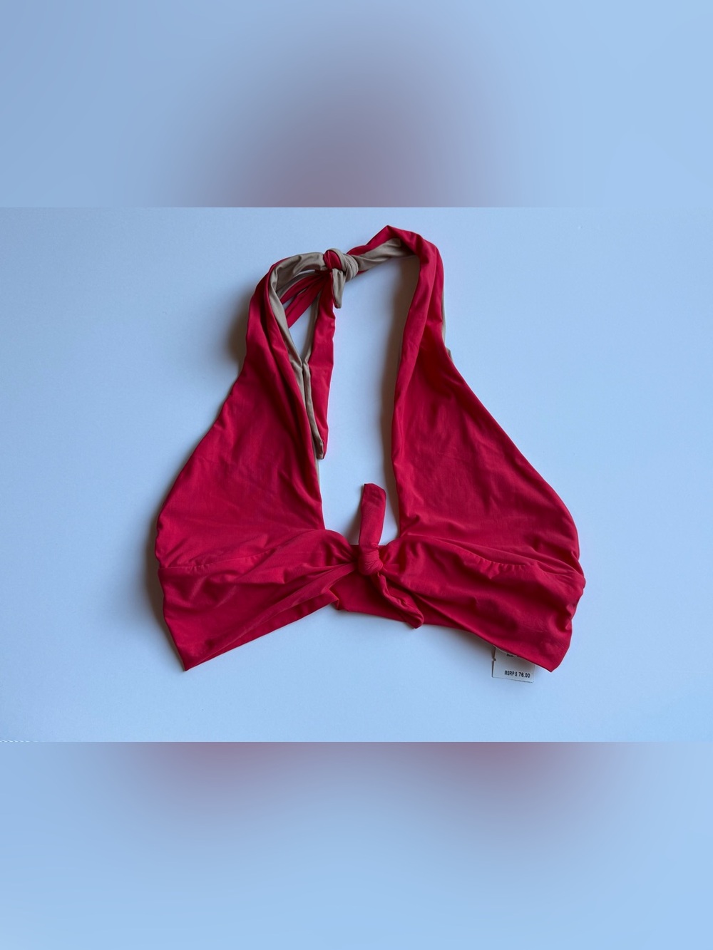 PQ Swim Avalon Red Halter Tie Bikini Top Small Sm S NWT